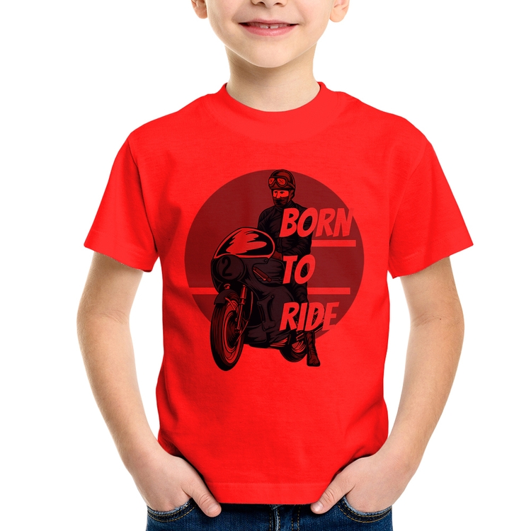 Camiseta Infantil Born To Ride - Vermelha