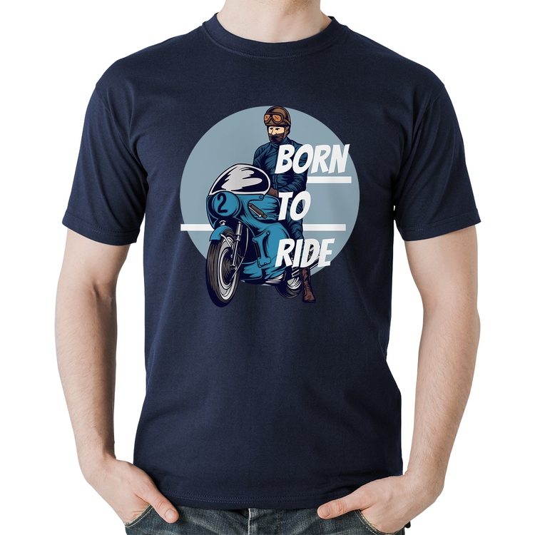Camiseta Algodão Born To Ride - Marinho