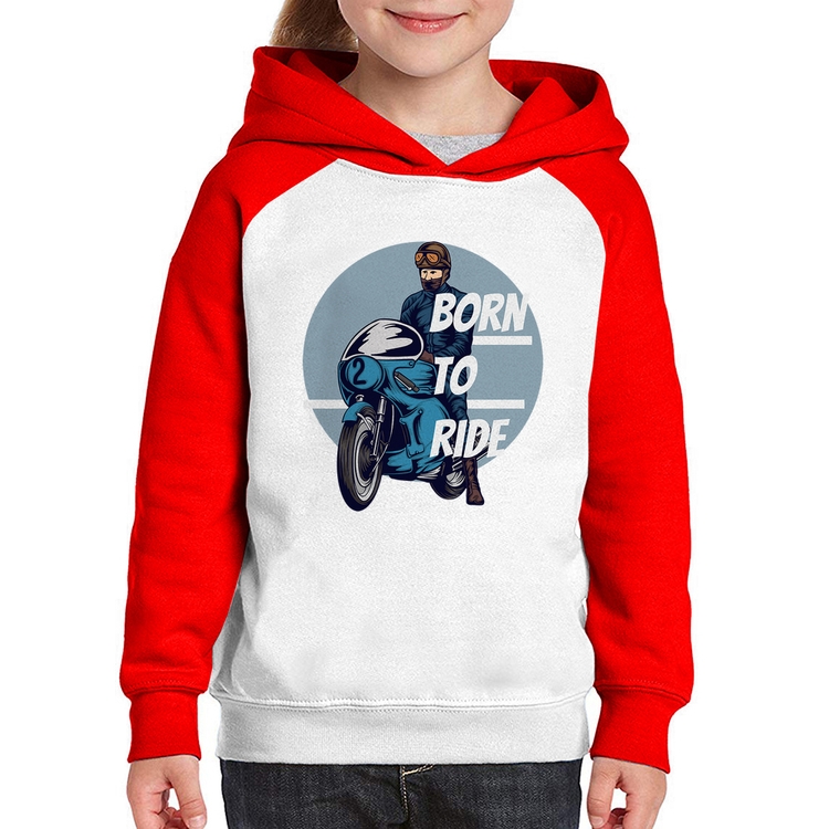 Moletom Infantil Born To Ride - Branco/Vermelho