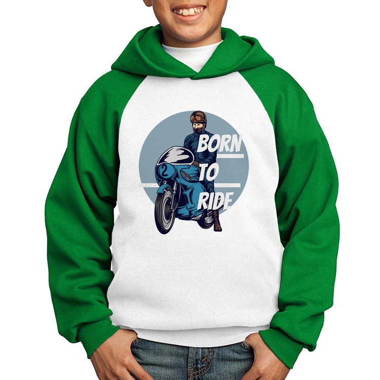 Moletom Infantil Born To Ride - Branco/Verde