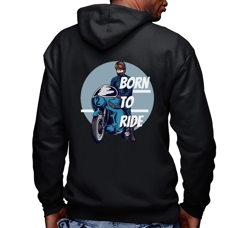 Blusa Moletom Born To Ride Masculina com Capuz e Zíper