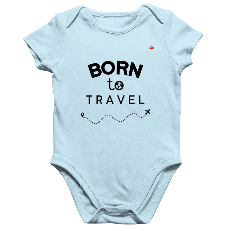 Body Bebê Algodão Born to travel - Azul Bebê