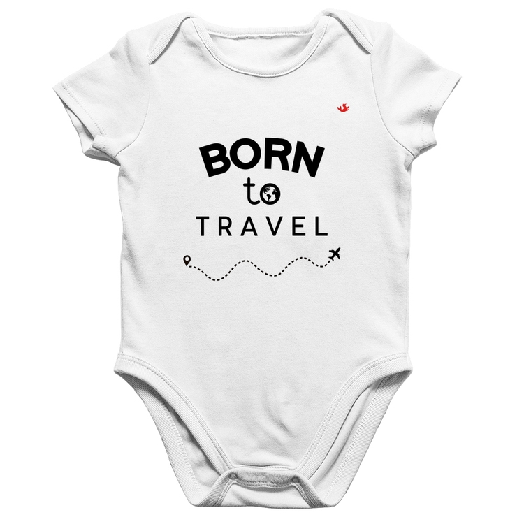 Body Bebê Algodão Born to travel - Branco