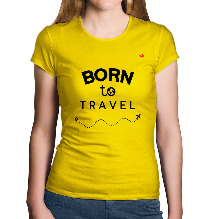 Baby Look Algodão Born to travel - Amarela