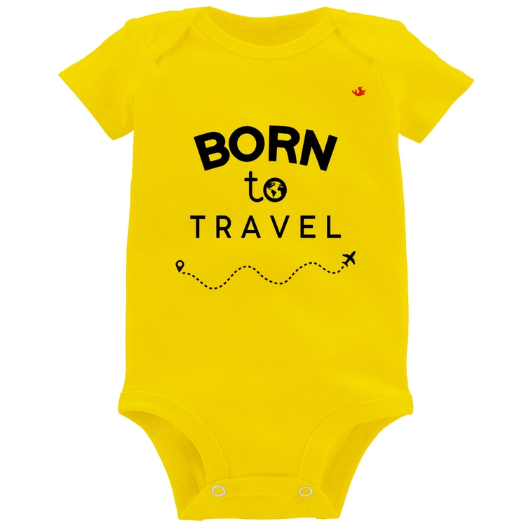 Body Bebê Born to travel - Amarelo