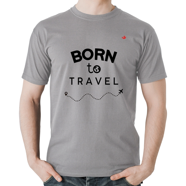 Camiseta Algodão Born to travel - Cinza