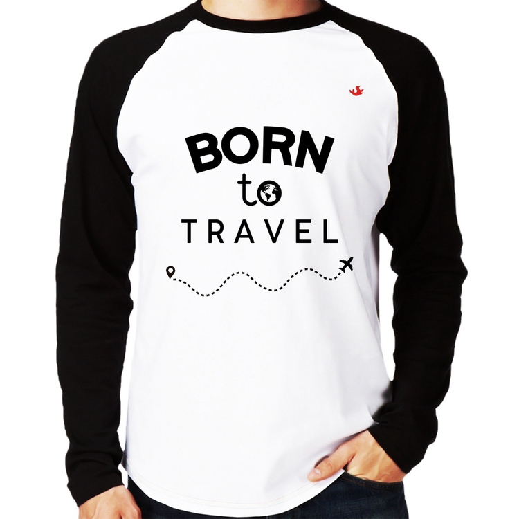 Camiseta Raglan Born to travel Manga Longa