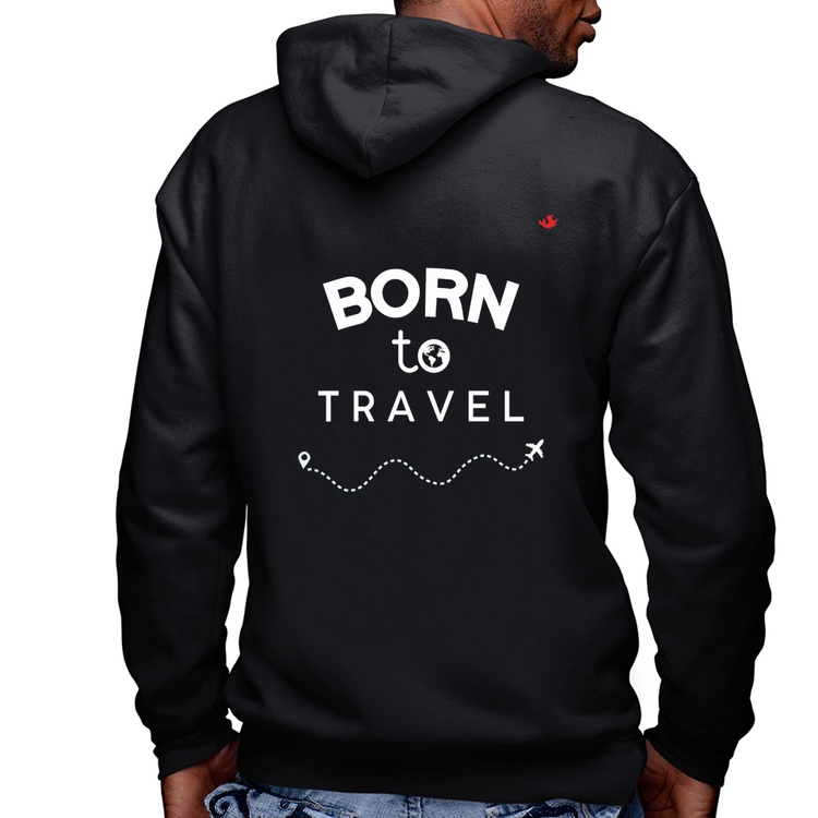 Blusa Moletom Born to travel Masculina com Capuz e Zíper