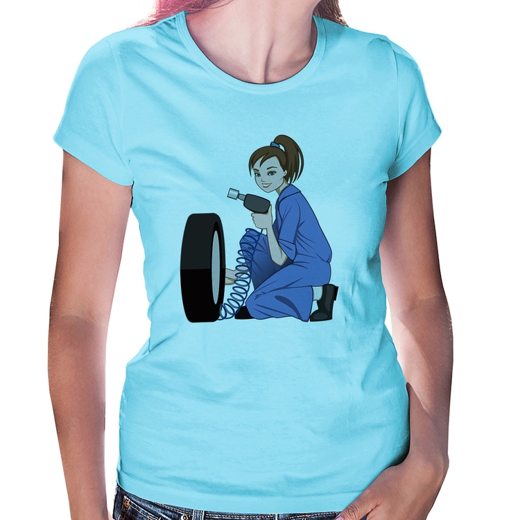 Baby Look Borracharia Girl - Azul Bebê