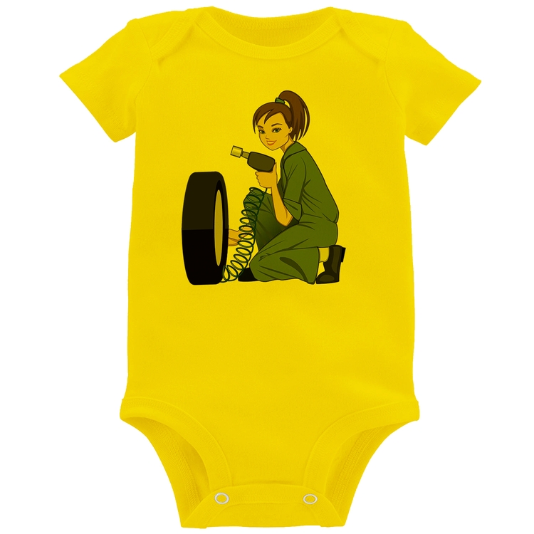 Body Bebê Borracharia Girl - Amarelo