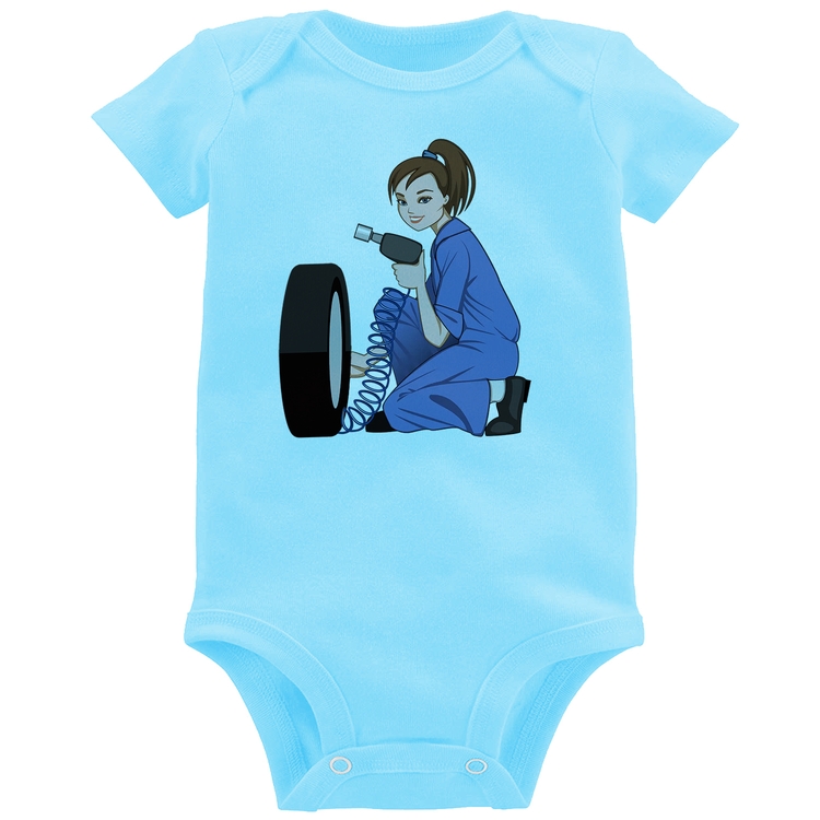 Body Bebê Borracharia Girl - Azul Bebê