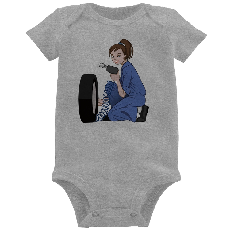 Body Bebê Borracharia Girl - Cinza