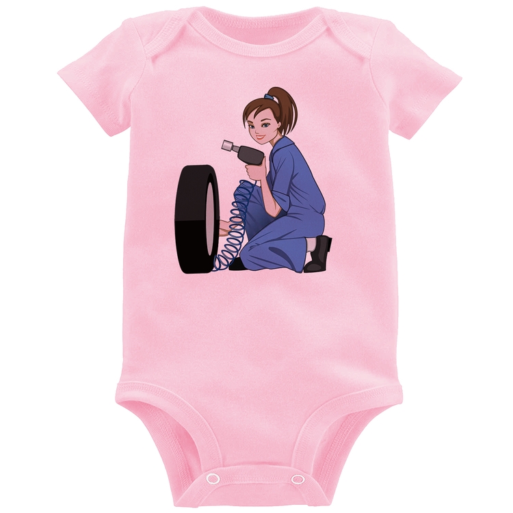 Body Bebê Borracharia Girl - Rosa Bebê
