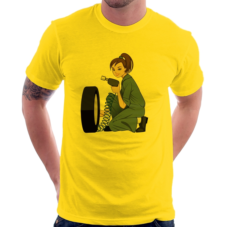 Camiseta Borracharia Girl - Amarela