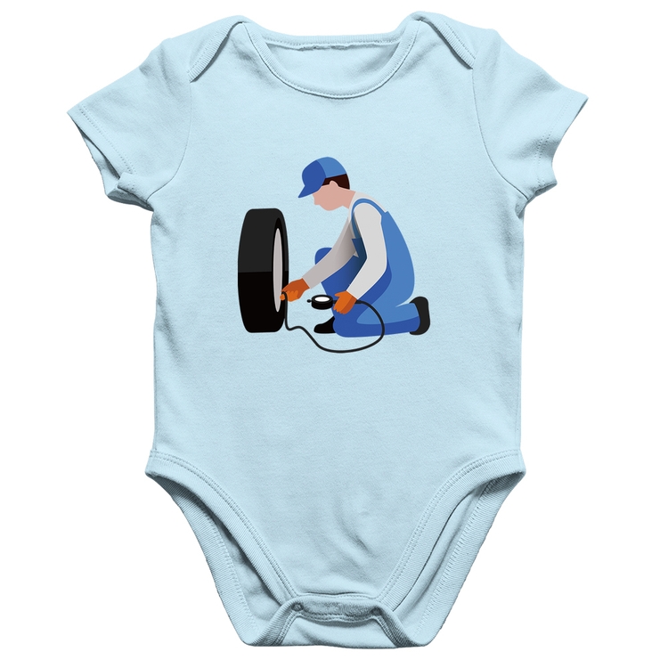 Body Bebê Algodão Borracharia - Azul Bebê