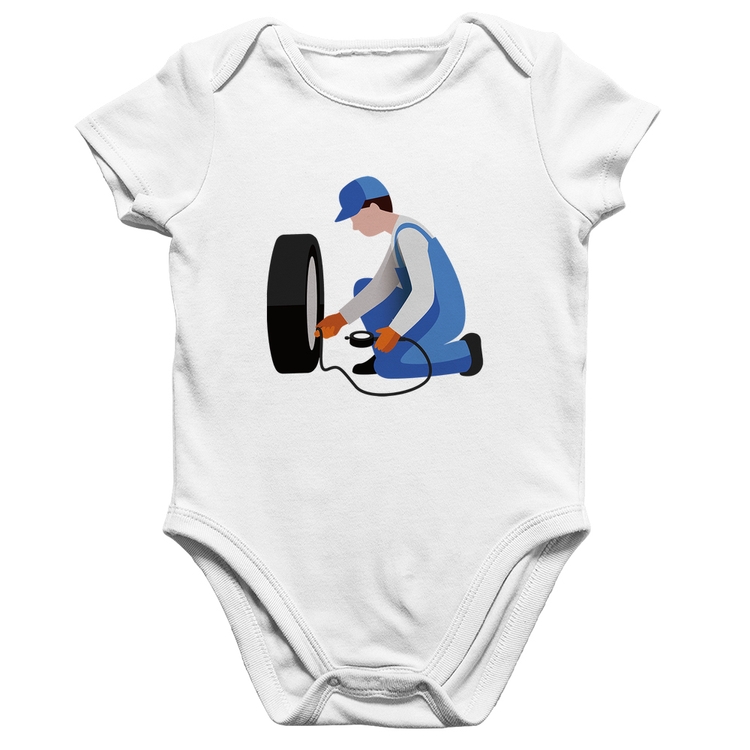 Body Bebê Algodão Borracharia - Branco