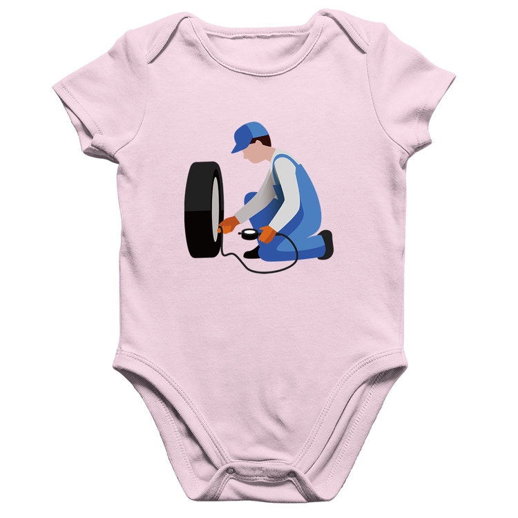 Body Bebê Algodão Borracharia - Rosa Bebê