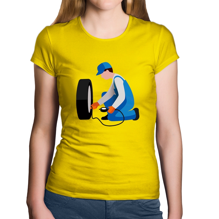 Baby Look Algodão Borracharia - Amarela