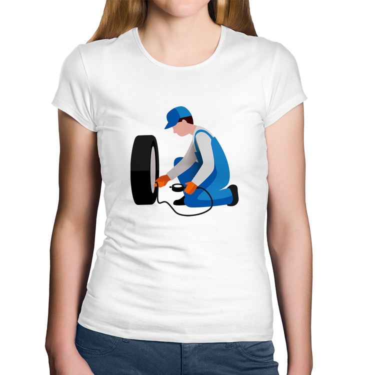 Baby Look Algodão Borracharia - Branca