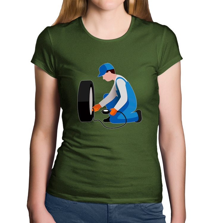 Baby Look Algodão Borracharia - Musgo