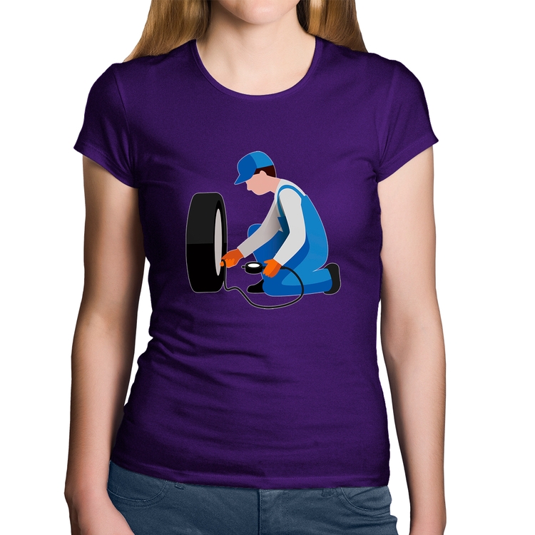 Baby Look Algodão Borracharia - Roxa