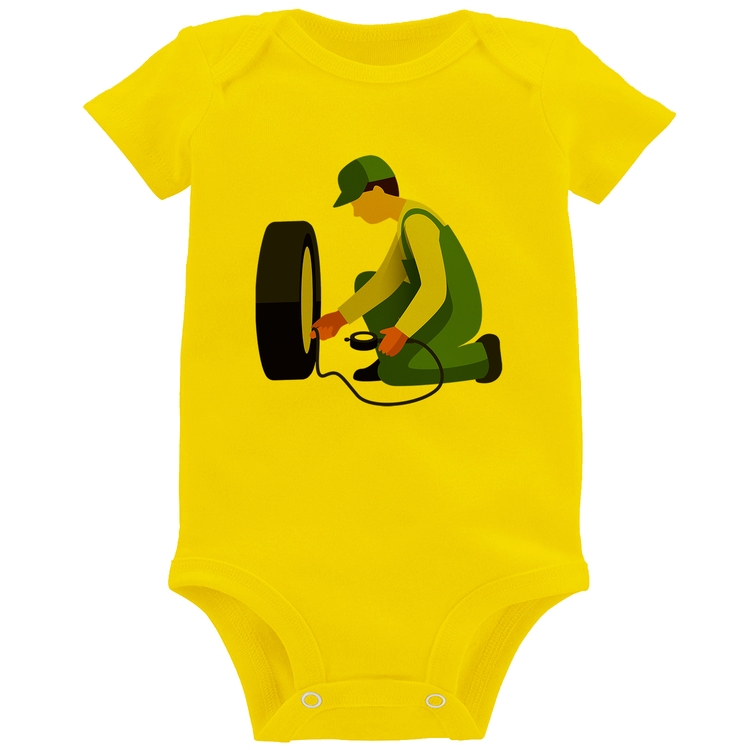 Body Bebê Borracharia - Amarelo