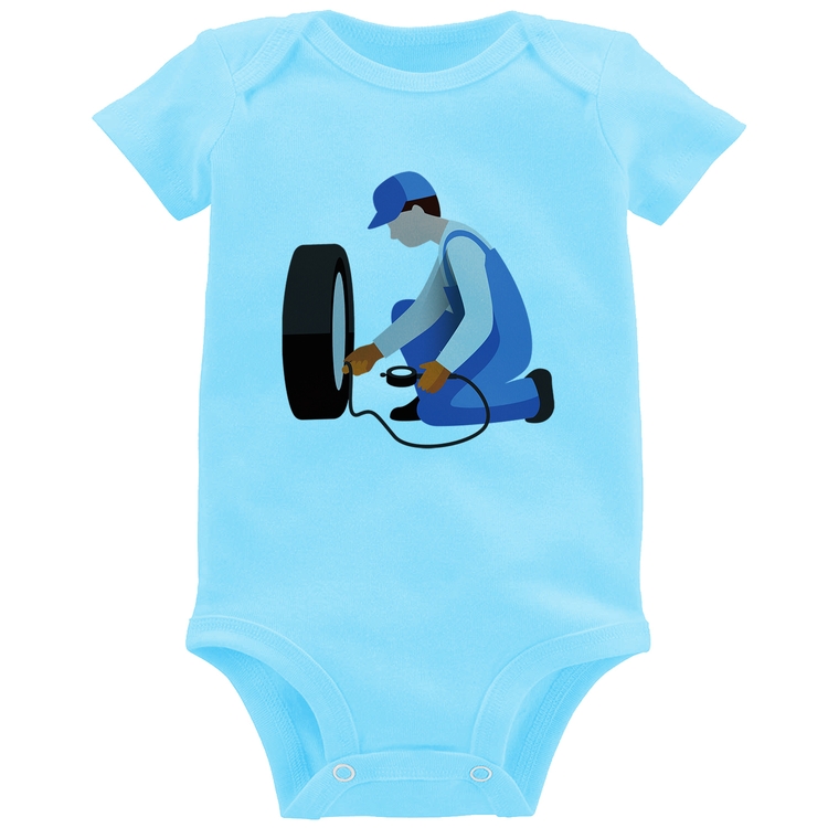 Body Bebê Borracharia - Azul Bebê