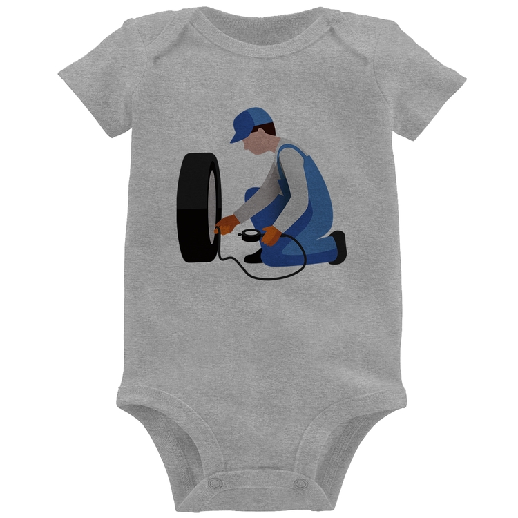 Body Bebê Borracharia - Cinza