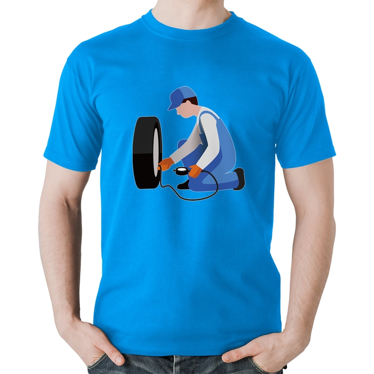 Camiseta Algodão Borracharia - Azul