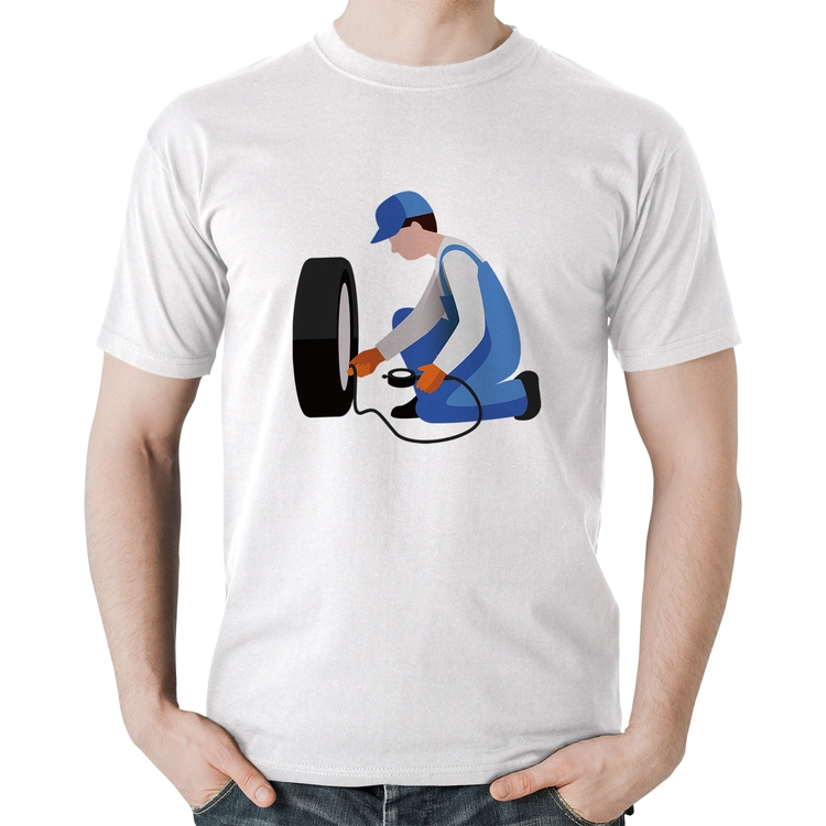 Camiseta Algodão Borracharia - Branca