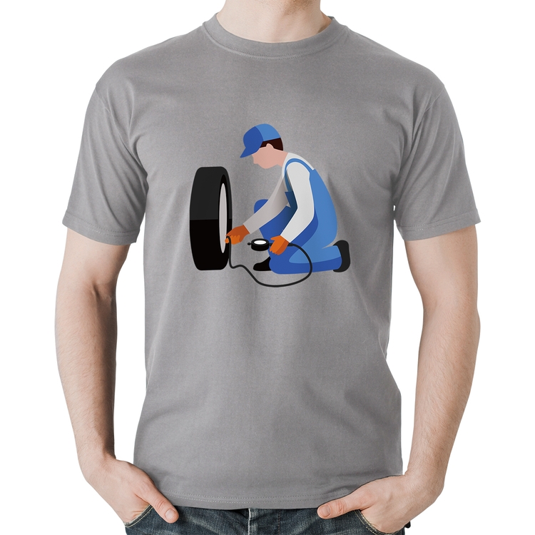 Camiseta Algodão Borracharia - Cinza