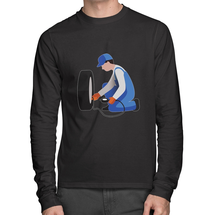 Camiseta Algodão Borracharia Manga Longa