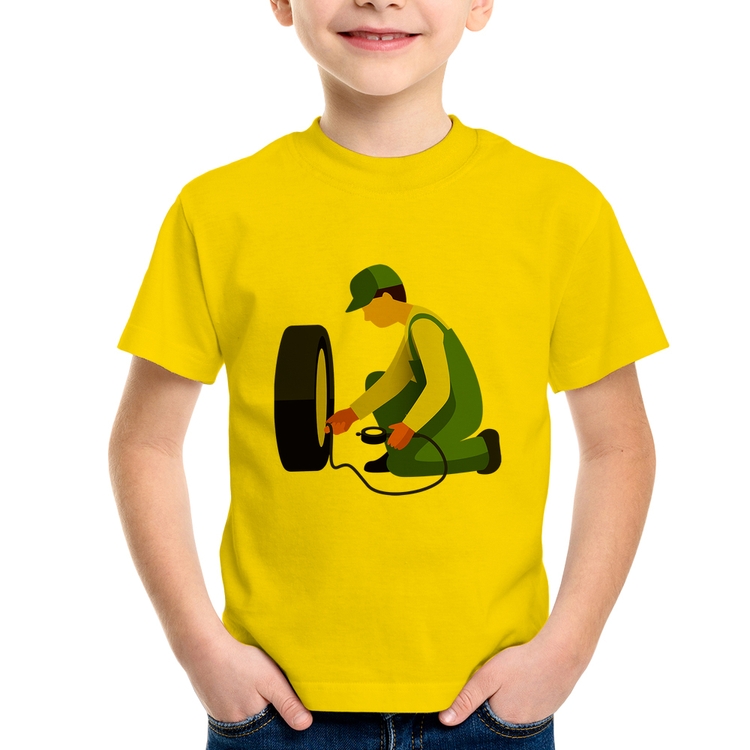 Camiseta Infantil Borracharia - Amarela