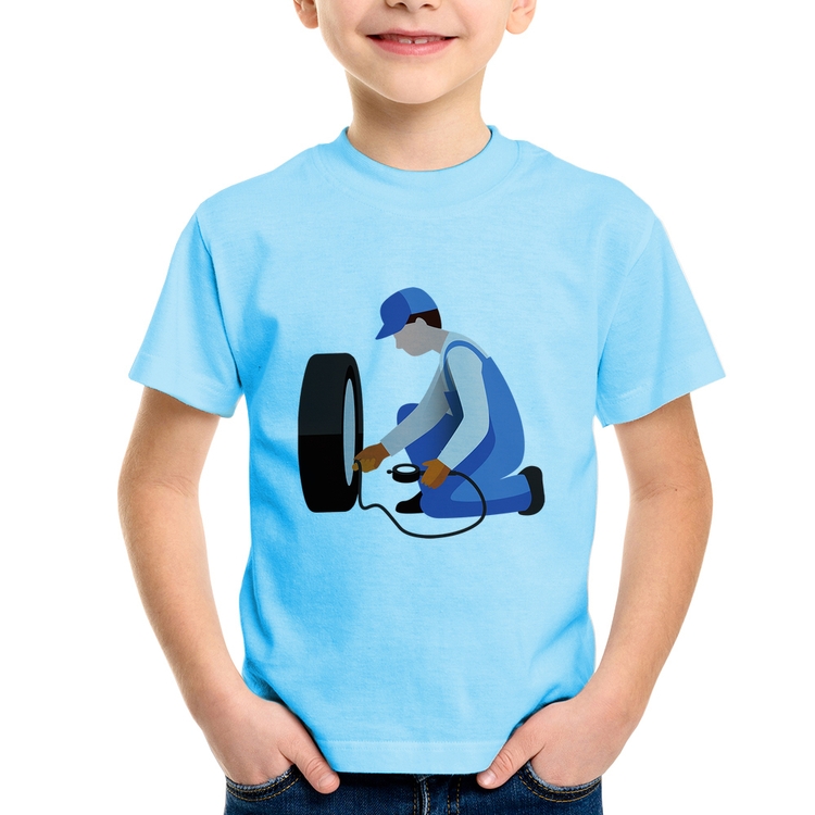 Camiseta Infantil Borracharia - Azul Bebê