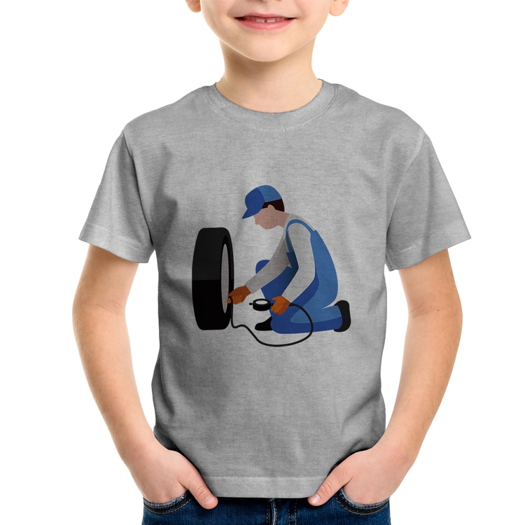 Camiseta Infantil Borracharia - Cinza