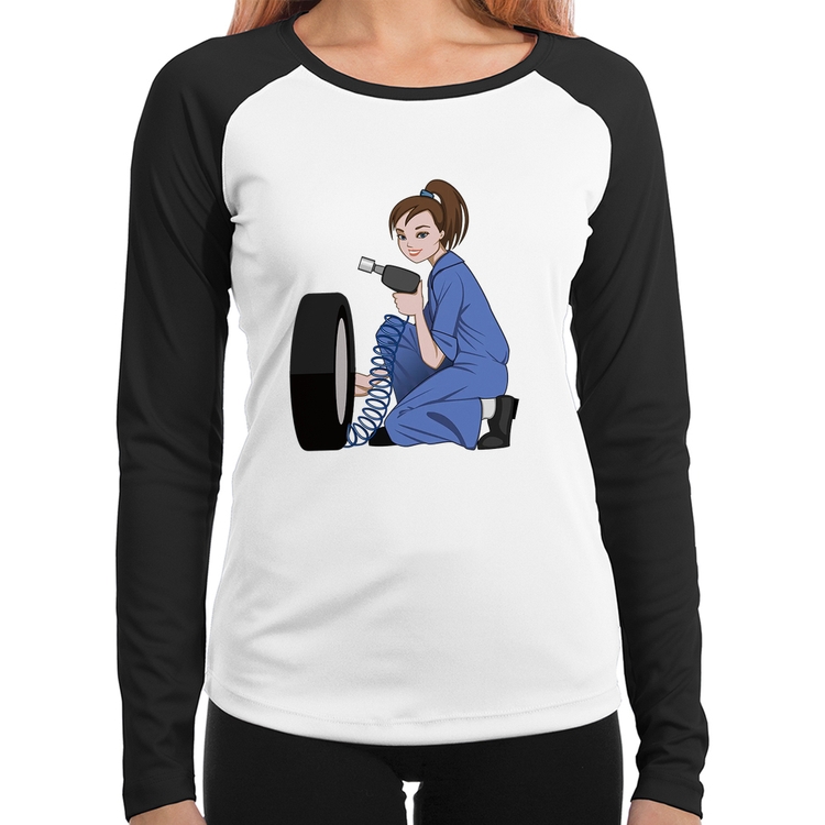 Baby Look Raglan Borracharia Girl Manga Longa