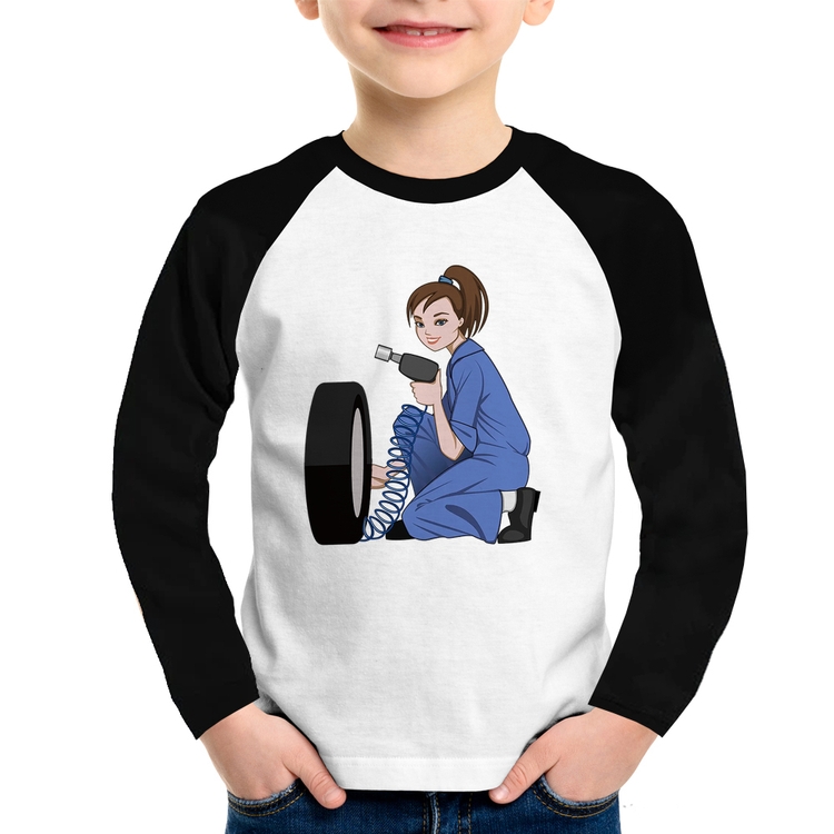 Camiseta Raglan Infantil Borracharia Girl Manga Longa