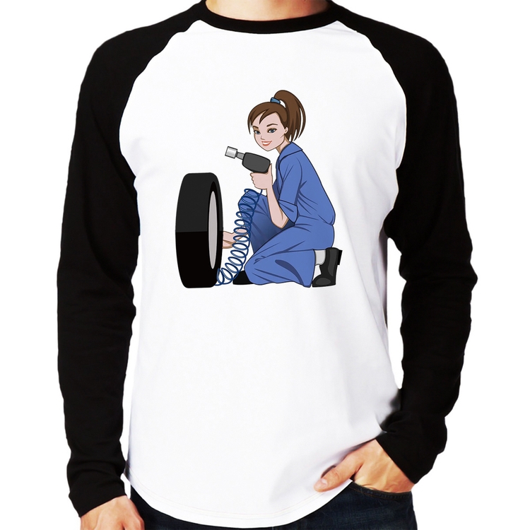 Camiseta Raglan Borracharia Girl Manga Longa