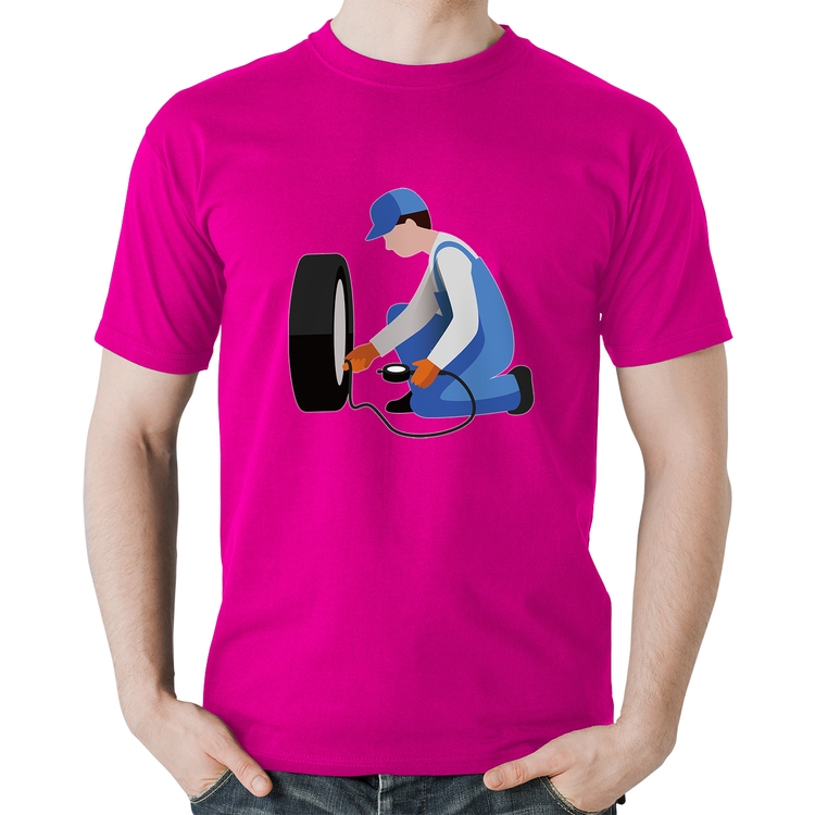 Camiseta Algodão Borracharia - Rosa