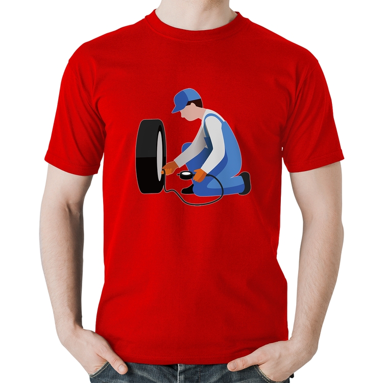 Camiseta Algodão Borracharia - Vermelha