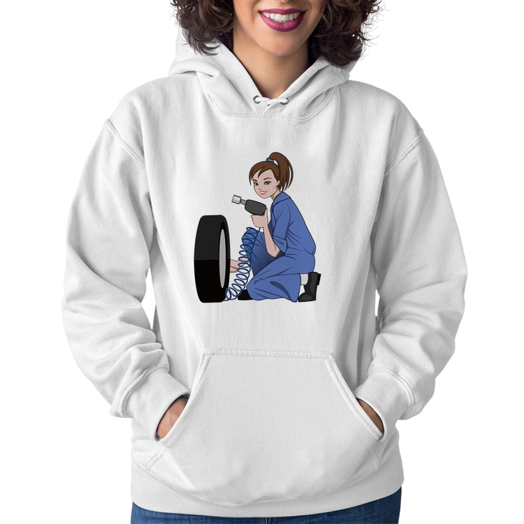 Moletom Feminino Borracharia Girl - Branco