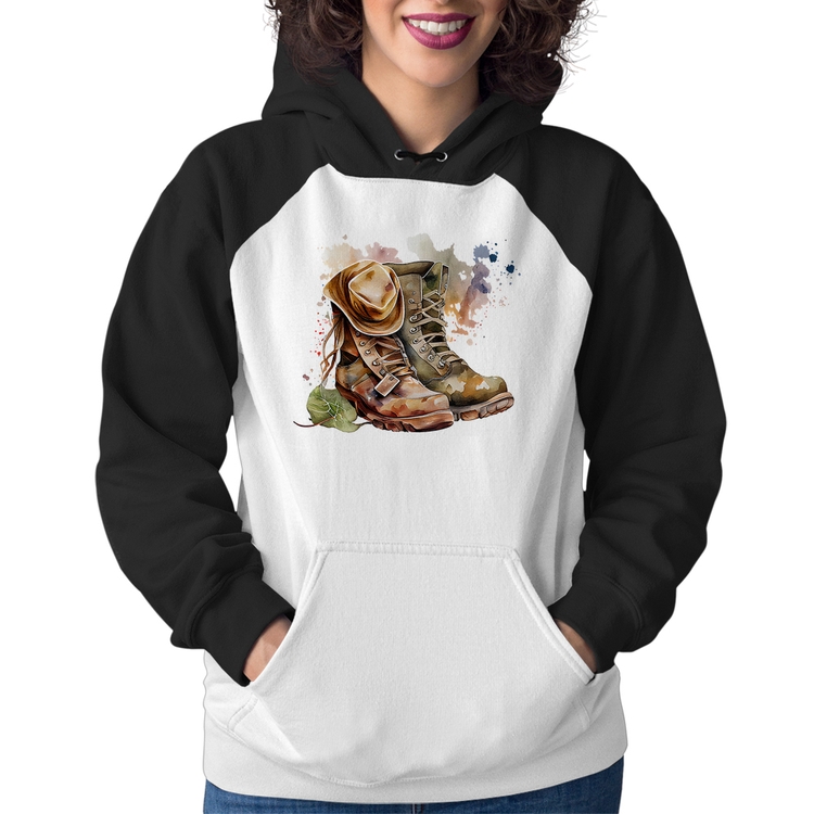 Moletom Feminino Botas e Chapéu Retrô
