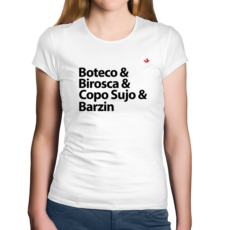 Baby Look Algodão Boteco & Birosca & Copo Sujo & Barzin - Branca