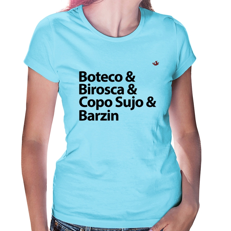 Baby Look Boteco & Birosca & Copo Sujo & Barzin - Azul Bebê