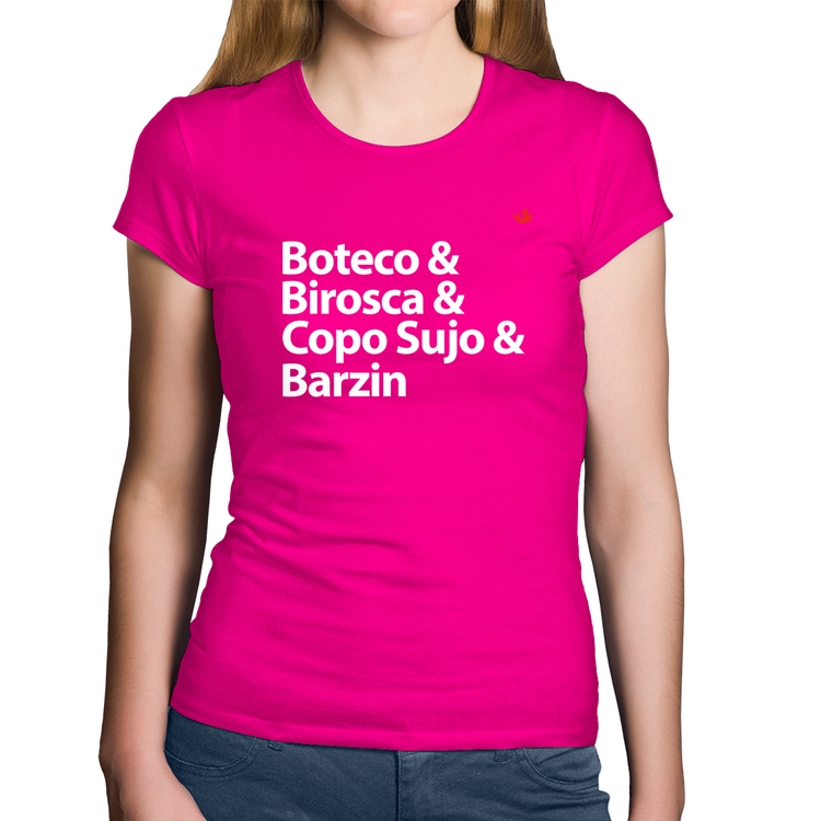 Baby Look Algodão Boteco & Birosca & Copo Sujo & Barzin - Rosa