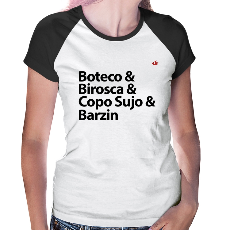 Baby Look Raglan Boteco & Birosca & Copo Sujo & Barzin