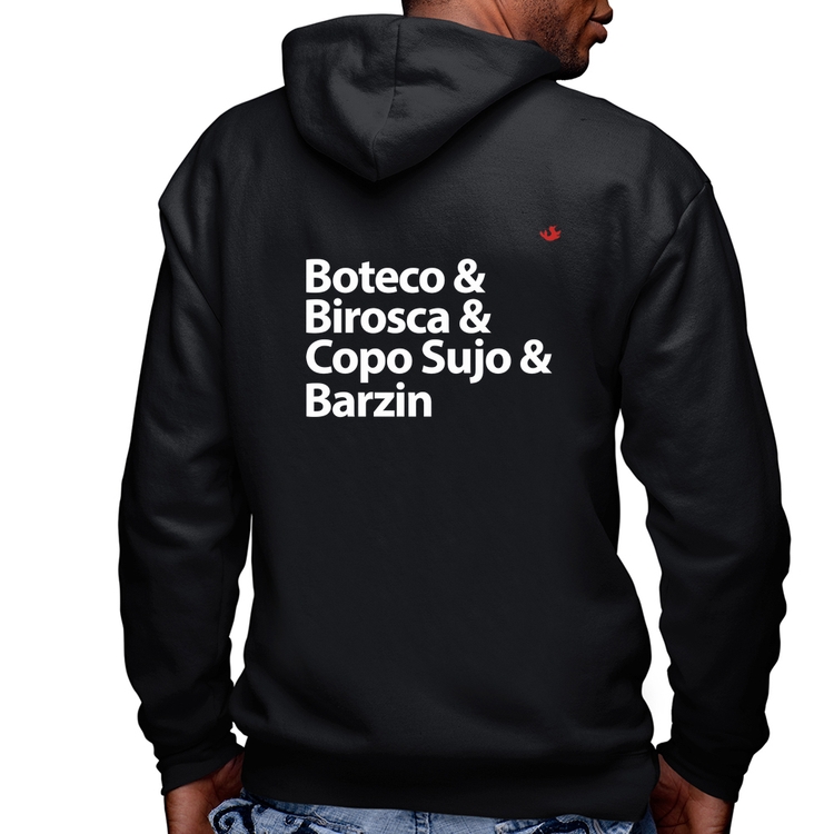 Blusa Moletom Boteco & Birosca & Copo Sujo & Barzin Masculina com Capuz e Zíper