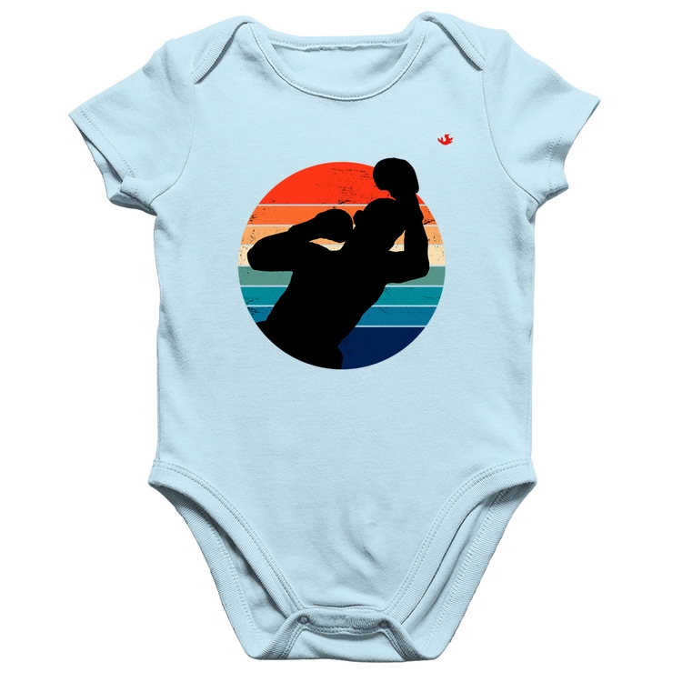 Body Bebê Algodão Boxe Vintage Sunset - Azul Bebê
