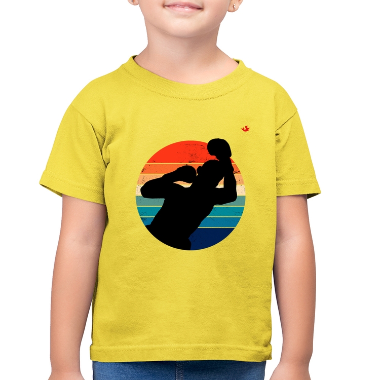 Camiseta Algodão Infantil Boxe Vintage Sunset - Amarelo Canário
