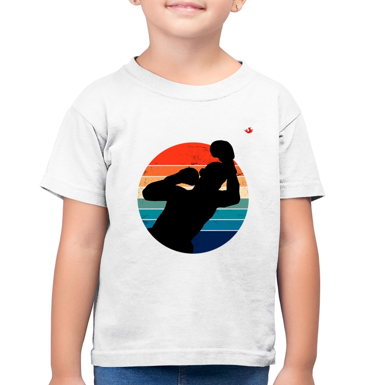 Camiseta Algodão Infantil Boxe Vintage Sunset - Branca